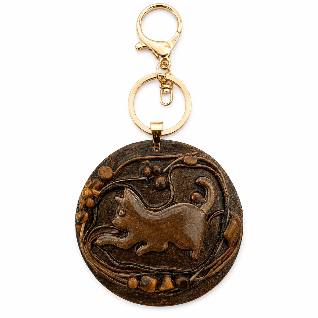 Χειροποίητο Bag Charm "Mystic Cat". Μοναδικό διακοσμητικό για τσάντα (One of a Kind) - 1