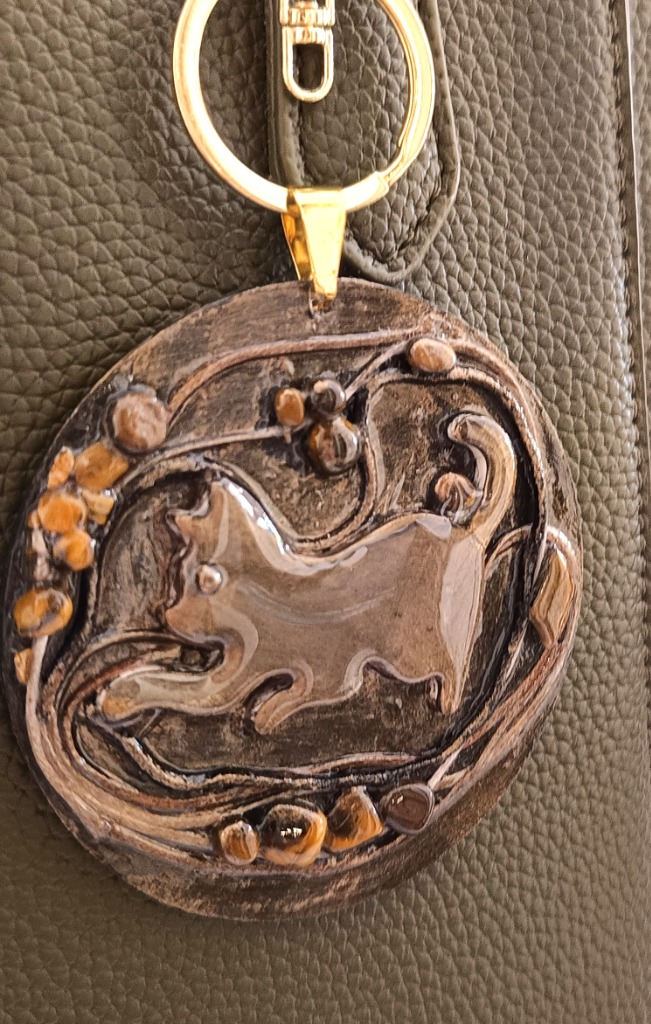 Χειροποίητο Bag Charm "Mystic Cat". Μοναδικό διακοσμητικό για τσάντα (One of a Kind) - 2