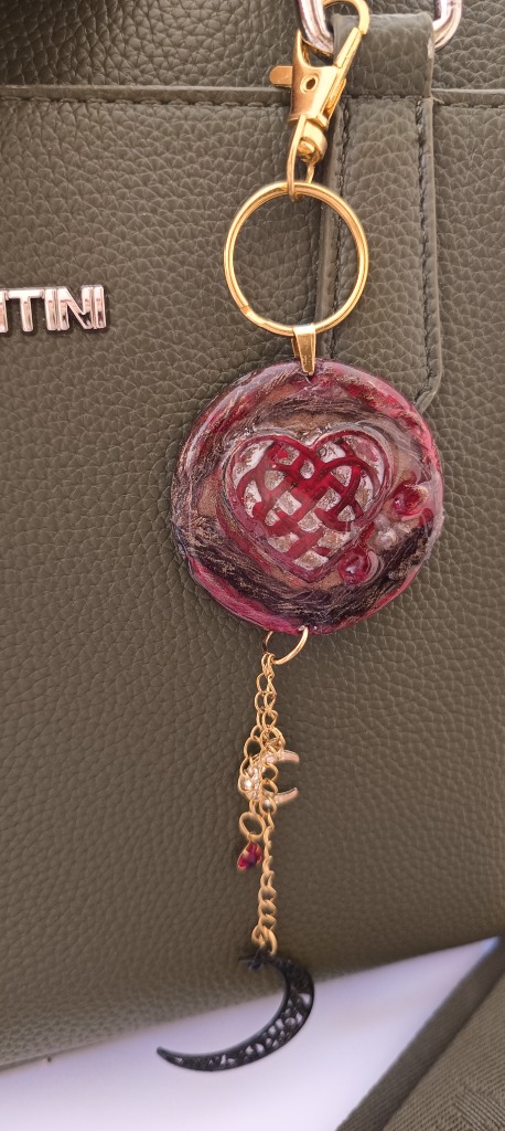 Χειροποίητο Bag Charm "Crimson Heart". Dark Romantic Αξεσουάρ Τσάντας - 4