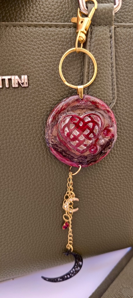 Χειροποίητο Bag Charm "Crimson Heart". Dark Romantic Αξεσουάρ Τσάντας - 5