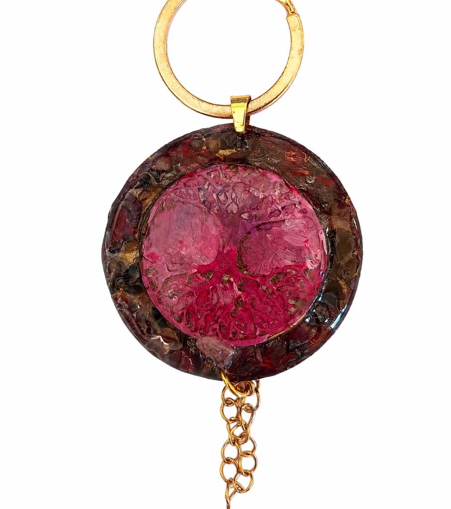 Χειροποίητο Bag Charm "Ροζ Δέντρο της Ζωής" (One of a Kind)