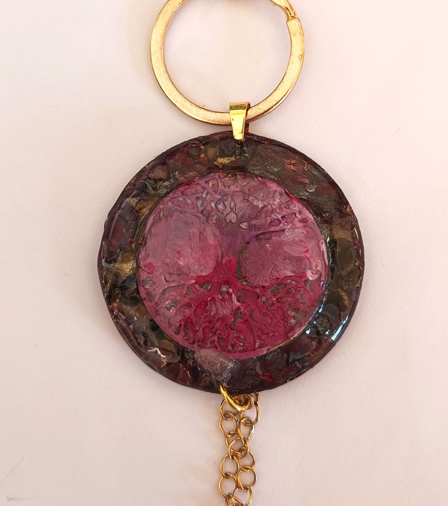 Χειροποίητο Bag Charm "Ροζ Δέντρο της Ζωής" (One of a Kind)
