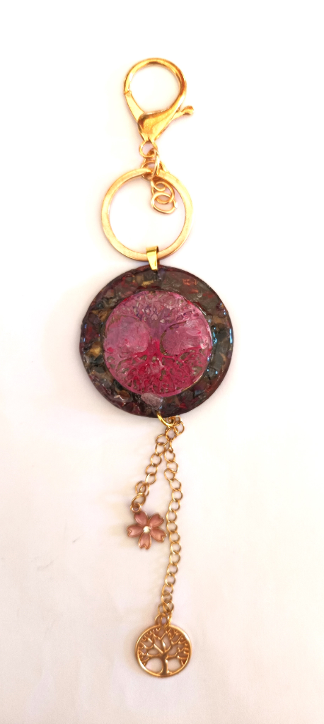 Χειροποίητο Bag Charm "Ροζ Δέντρο της Ζωής" (One of a Kind)