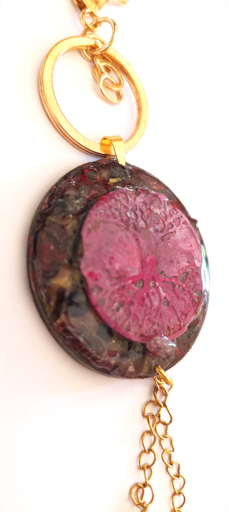 Χειροποίητο Bag Charm "Ροζ Δέντρο της Ζωής" (One of a Kind)