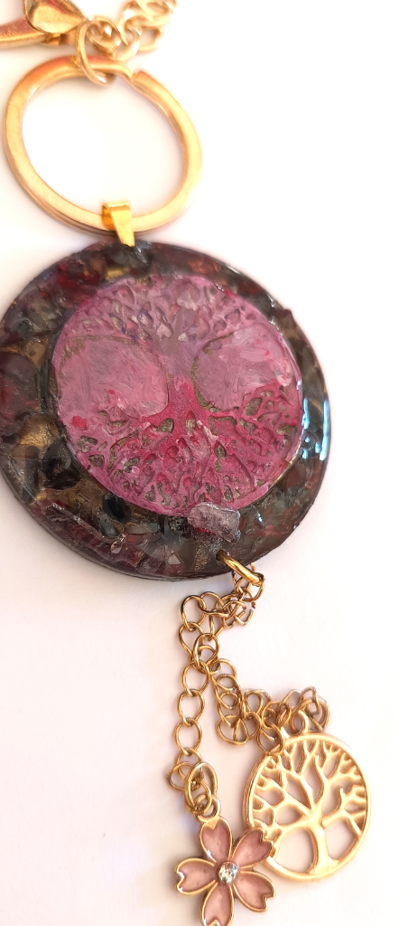 Χειροποίητο Bag Charm "Ροζ Δέντρο της Ζωής" (One of a Kind)