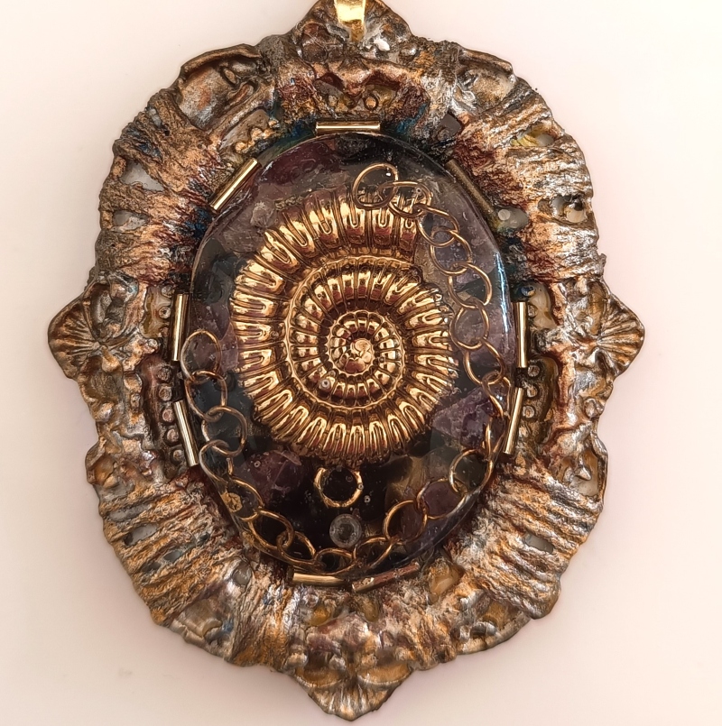 Χειροποίητο Bag Charm "Ammonite Echoes" (One of a Kind) - 1