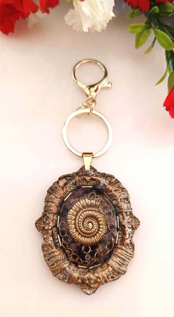 Χειροποίητο Bag Charm "Ammonite Echoes" (One of a Kind) - 5