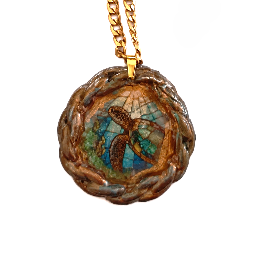 Χειροποίητο Μενταγιόν "Ocean Mosaic Turtle" (One of a Kind) - 1