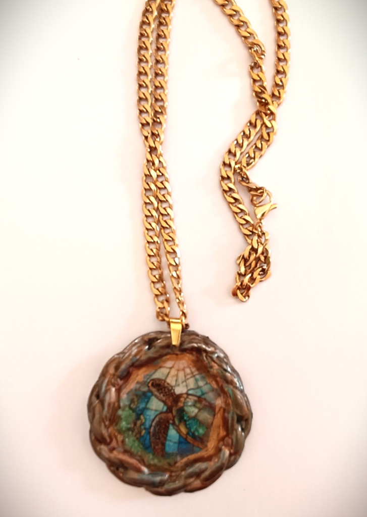Χειροποίητο Μενταγιόν "Ocean Mosaic Turtle" (One of a Kind) - 3