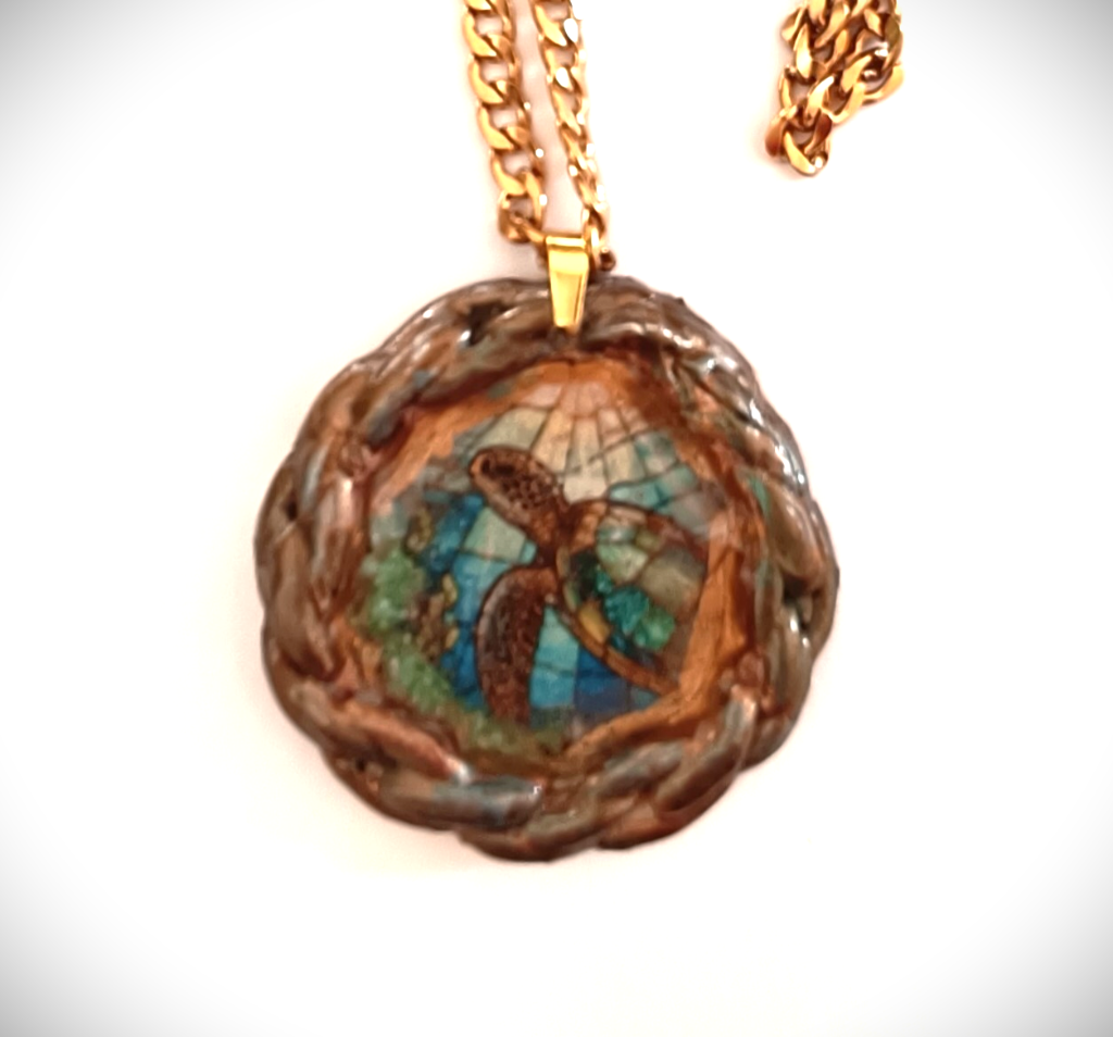 Χειροποίητο Μενταγιόν "Ocean Mosaic Turtle" (One of a Kind) - 4