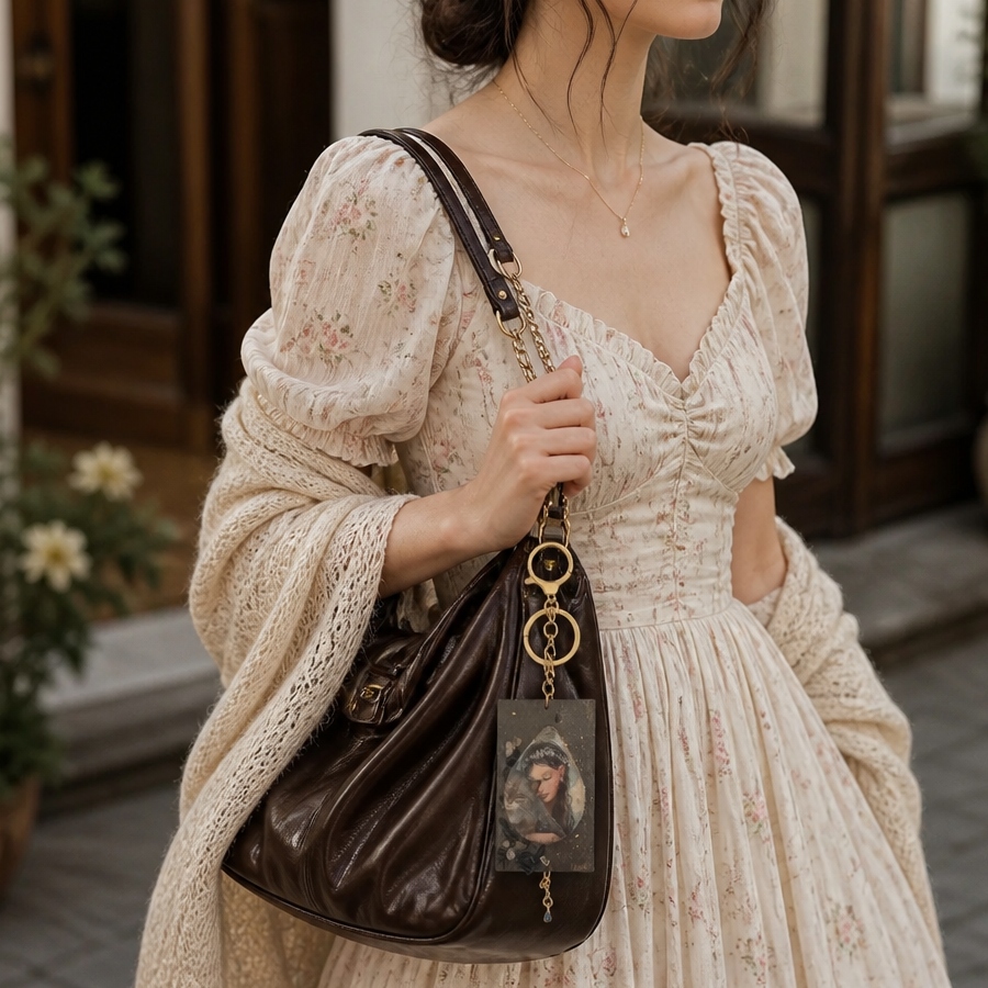 Χειροποίητο Bag Charm "Midnight Muse" (One of a Kind)