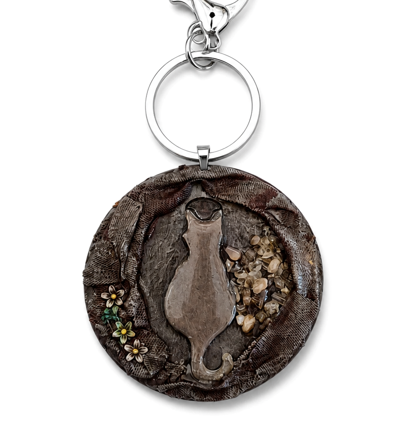Χειροποίητο Bag Charm "Feline Reverie" (One of a Kind)